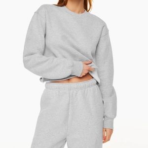 TNA Grey Cozy Fleece Perfect Cropped Sweatshirt